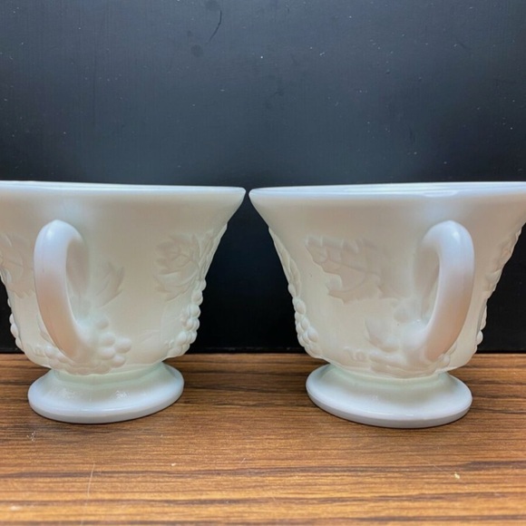 Set of 2 Vintage Raised Colony
Harvest Grape White Milk Glass Tea
Cup Coffee Mug - Picture 7 of 8